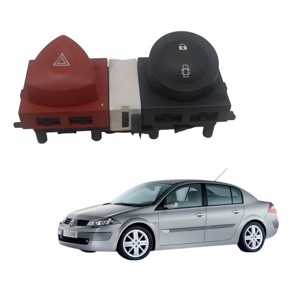 Moldura Botão Alerta Trava Megane Grand Tour 2007