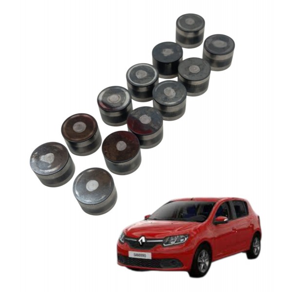 Kit 12 Tucho Calço Valvula Renault Sandero 1.0 12v 3cc 2017