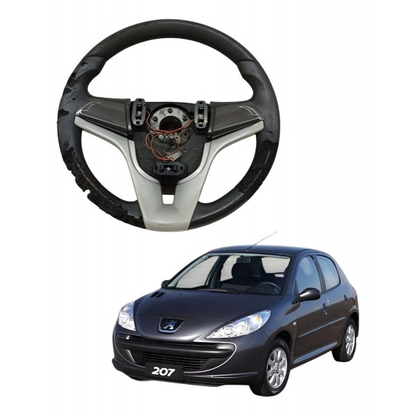 Volante Direção Peugeot 207 Passion 1.4 2009 2010 Detalhe Volante Direção Peugeot 207 Passion 1.4 2009 2010 Detalhe