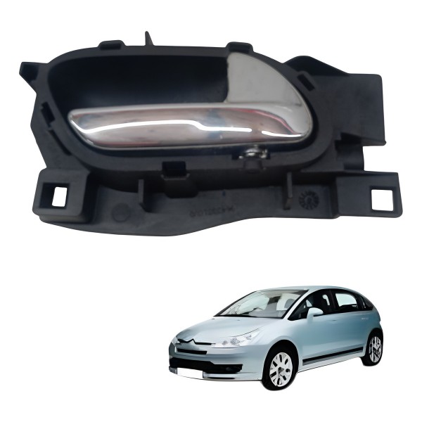 Maçaneta Interna Traseira Direita Citroen C4 Pallas 2008 - Prateado - Traseira