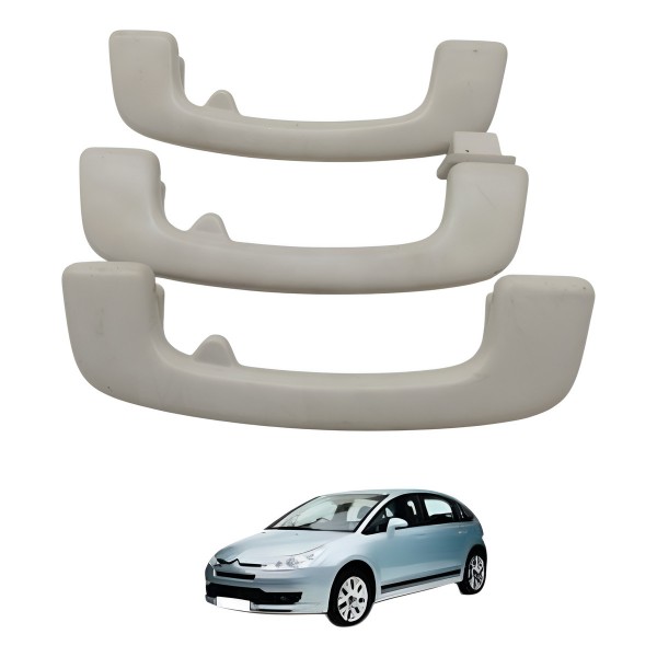 Kit Alça Teto Pqp Descanso Citroen C4 Pallas 2008 - Creme