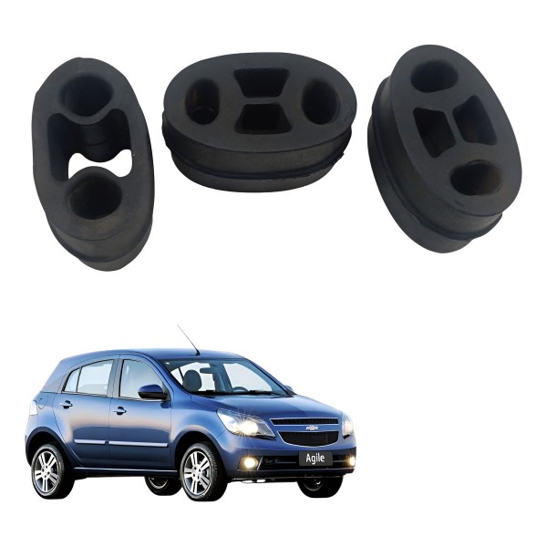 Kit Coxim Suporte Escapamento Chevrolet Agile 2010 2011 2012