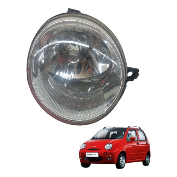 Farol Direito Chery Qq 1.0 2011 2013 Detalhe Mascara Cromado Esquerdo/motorista