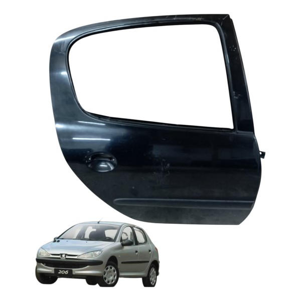 Porta Traseira Direita Peugeot 206 4p 2005 2006 Detalhe Traseira Direito Preto