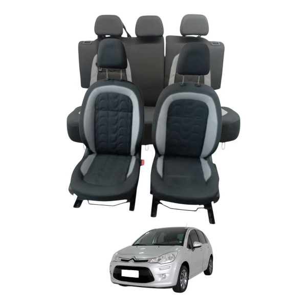 Jogo Banco Tecido Citroen C3 Tendence 2013 2014 2015 Detalhe Chocolate