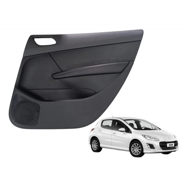 Forro Porta Traseiro Direito Peugeot 308 4p Allure 2013 2014 Preto