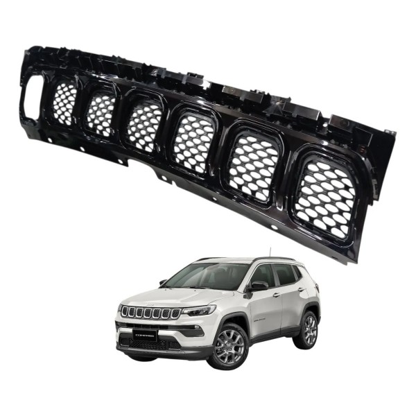 Grade Parachoque Frontal Jeep Compass 2.0 2022 2023 Detalhe Preto